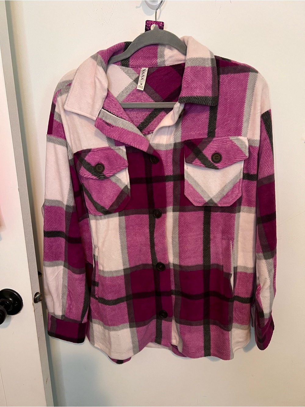 Zenana Outfitters Pink & Magenta Plaid Utility Shacket